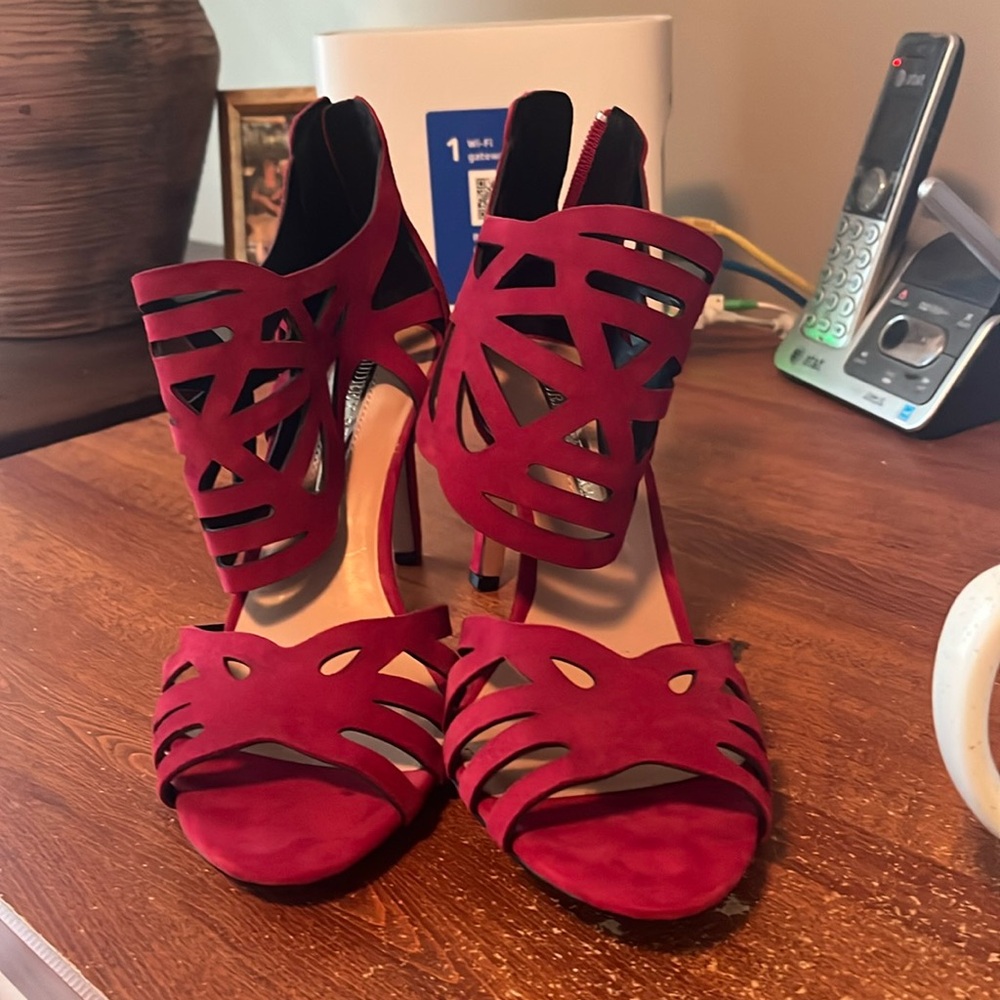 Audrey Brooke dark red sandals, 9 1/2